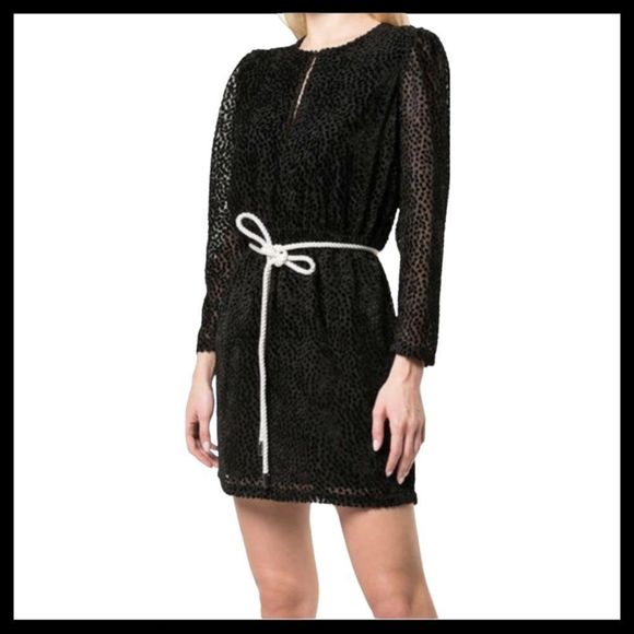 NWT, Robert Rodriguez Pauline Velvet Mini Dress with Corded Belt - 6 - Picture 1 of 5